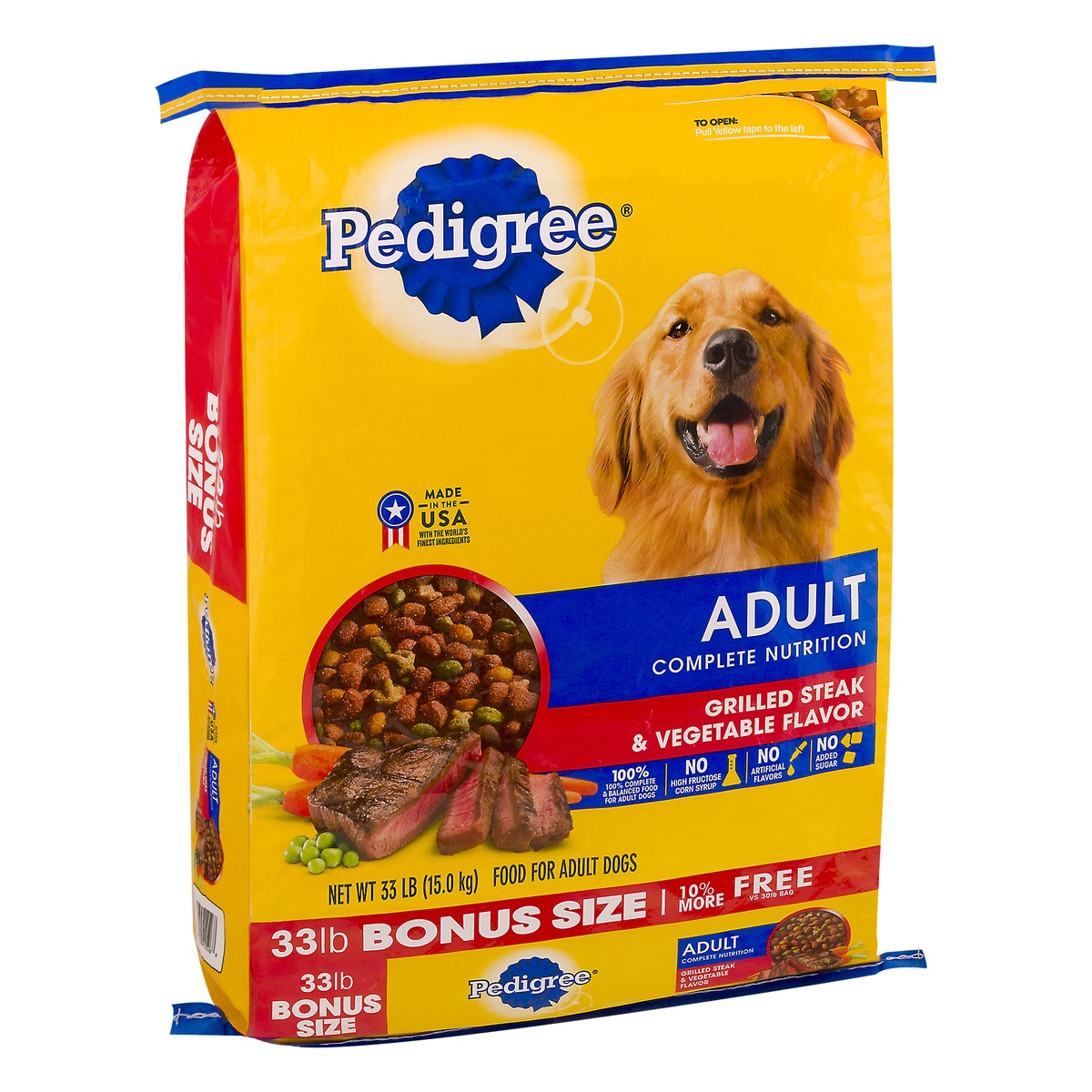 slide 8 of 9, PEDIGREE Complete Nutrition Adult Dry Dog Food Grilled Steak & Vegetable Flavor Dog Kibble, 33 lb