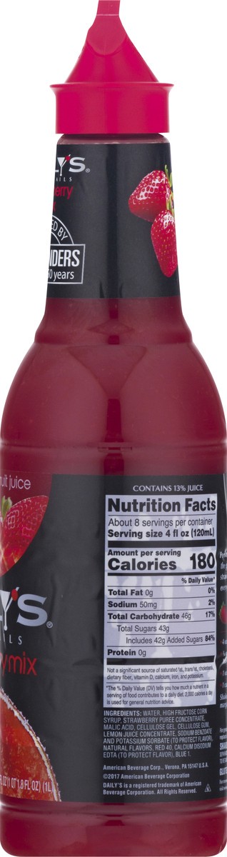 slide 10 of 13, Daily's Strawberry Cocktail Mix, 1 L Bottle, 38.8 oz