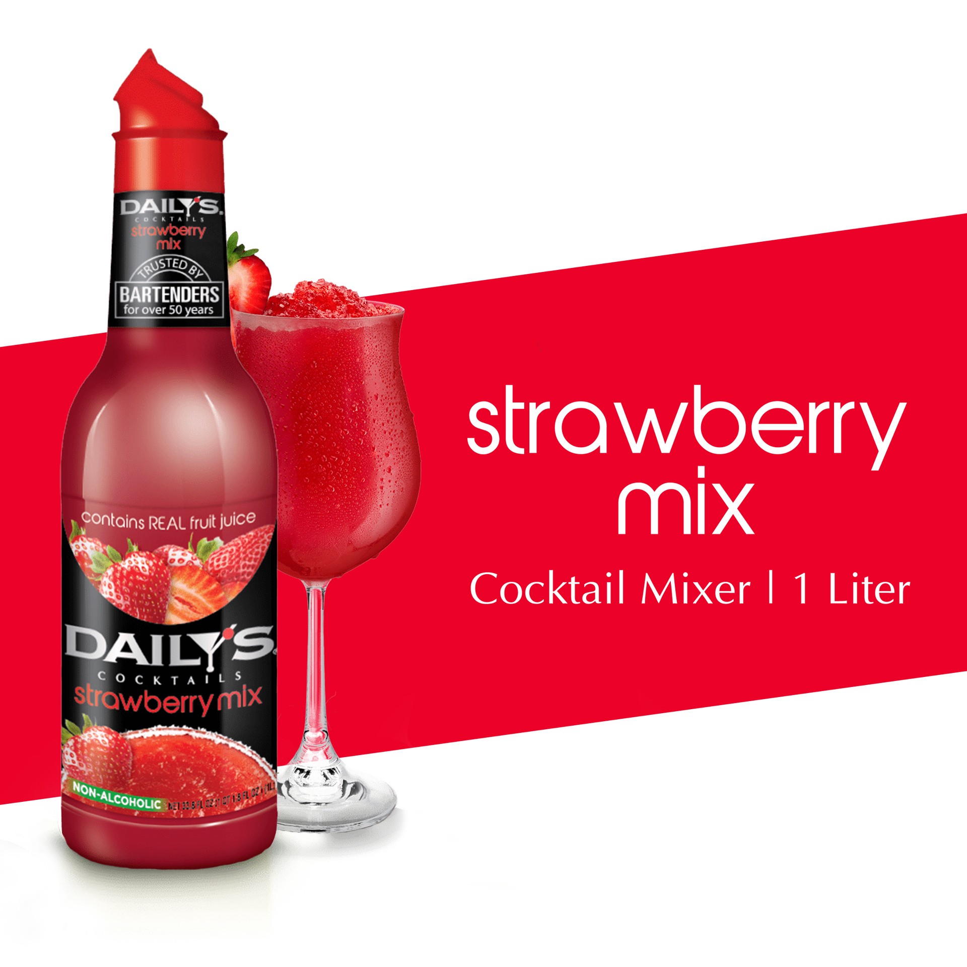 slide 1 of 13, Daily's Daily''s Strawberry Cocktail Mix, 1 L Bottle, 38.8 oz