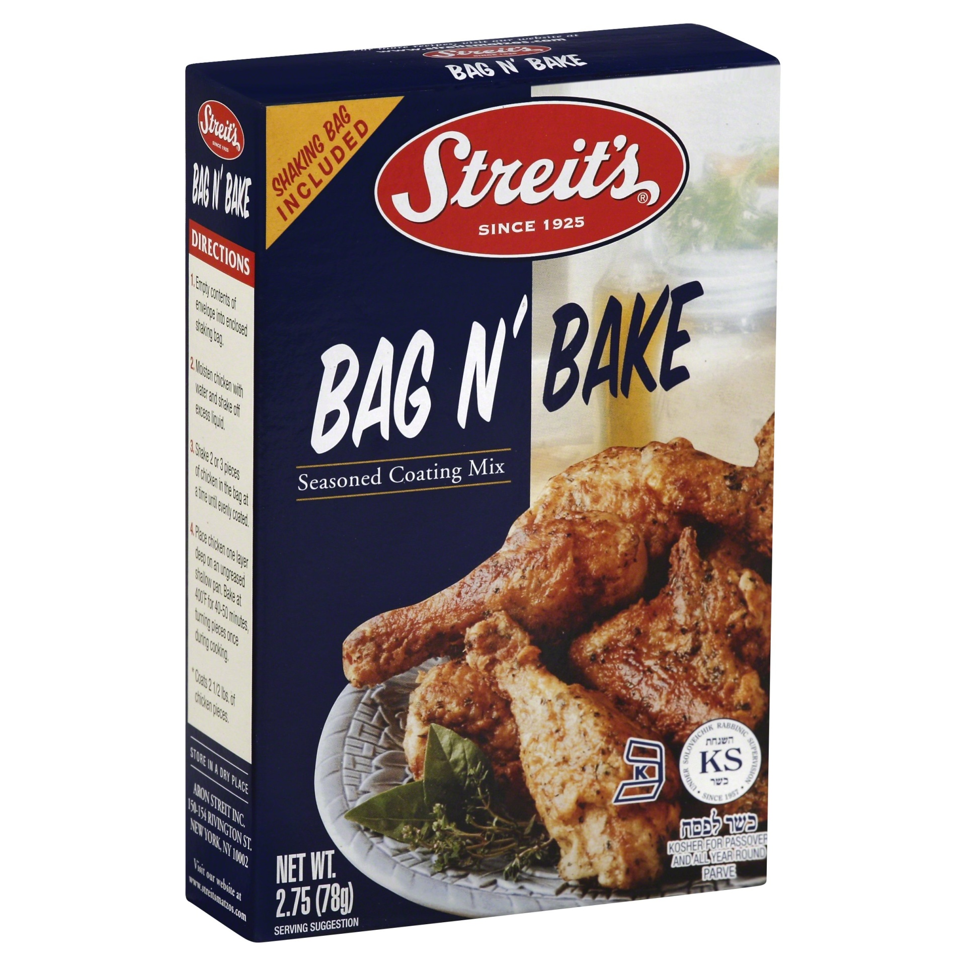 slide 1 of 1, Streit's Streits Bag & Bake Seasoned Coating Mix, 2.75 oz