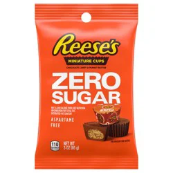 Reese's Zero Sugar Miniatures Chocolate Peanut Butter Cups, Candy Bag, 3 oz