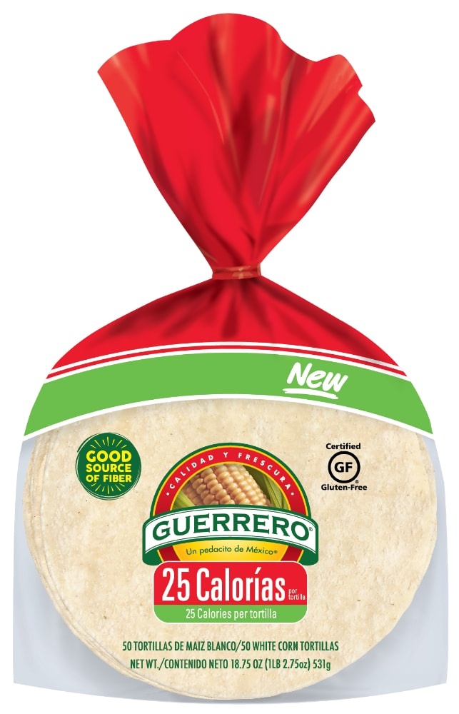 slide 1 of 1, Guerrero 25 Calorie White Corn Tortillas, 50 ct