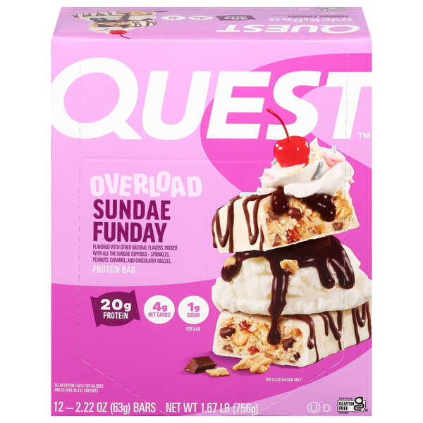 slide 1 of 1, Quest Overload Sundae Funday 20g Protein Bar - 12 ct, 12 ct; 26.7 oz