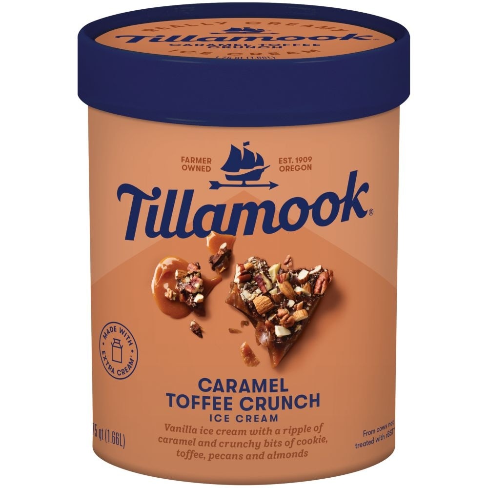 slide 1 of 1, Tillamook Ice Cream, Caramel Toffee Crunch, 1.75 qt