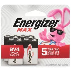 Energizer Max 9V Alkaline Batteries 4 Each