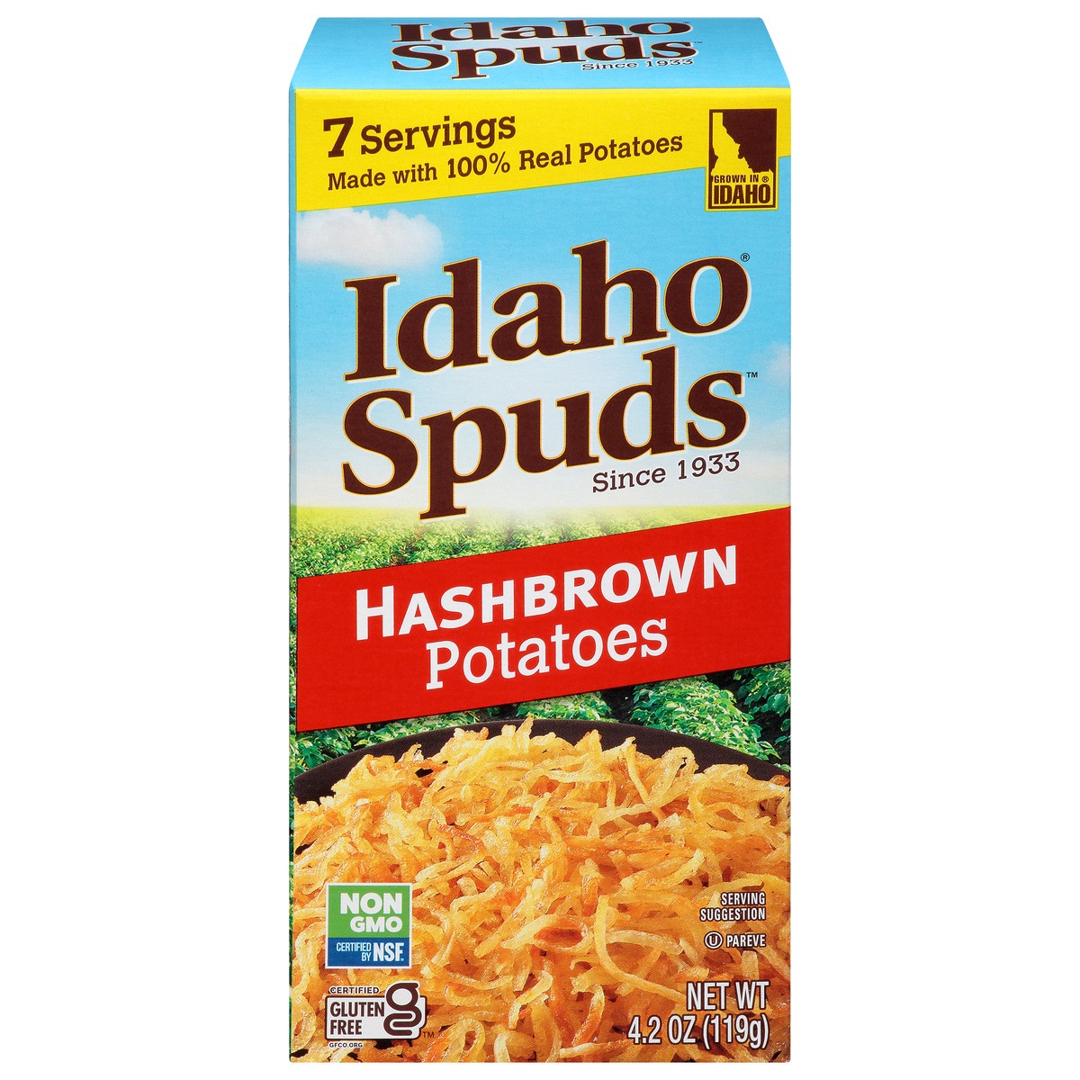 slide 1 of 10, Idaho Spuds Hashbrown Potatoes, 4.2 oz