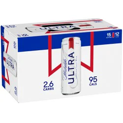 Michelob ULTRA Superior Light American Lager Beer, 15 Pack 12 fl oz Cans