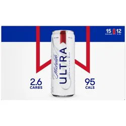 Michelob ULTRA Superior Light American Lager Beer, 15 Pack 12 fl oz Cans