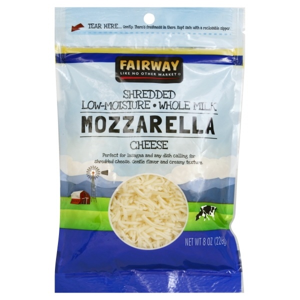 slide 1 of 1, Fairway Shredded Mozzarella Whole, 8 oz