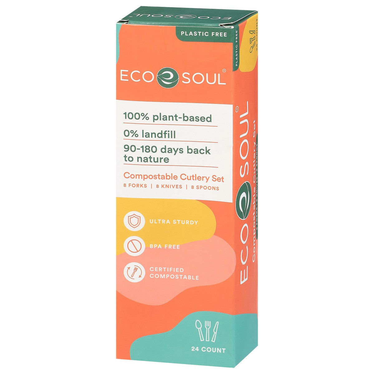 slide 9 of 9, Eco Soul Compostable Cutlery Set 24 ea, 24 ct