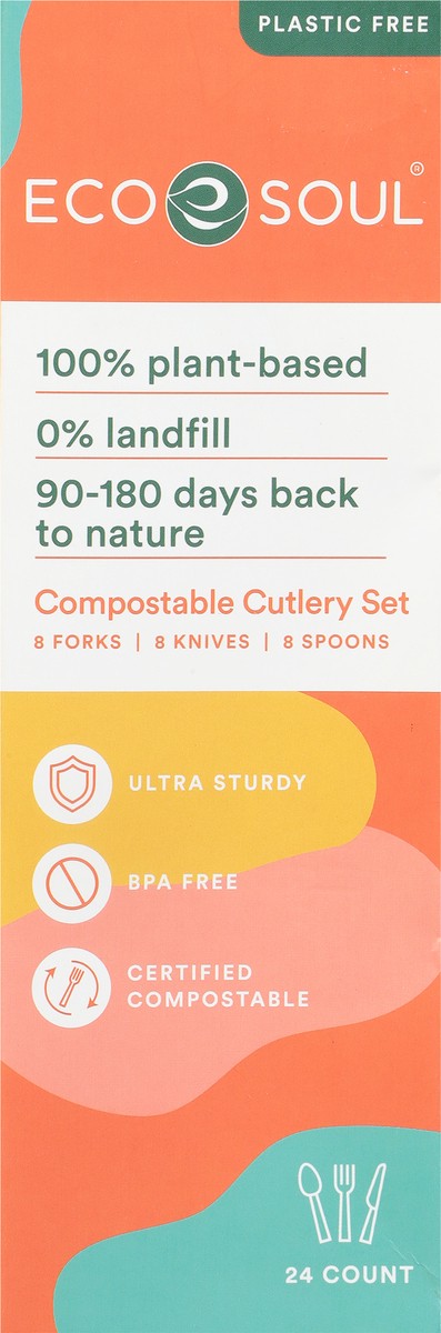 slide 5 of 9, Eco Soul Compostable Cutlery Set 24 ea, 24 ct