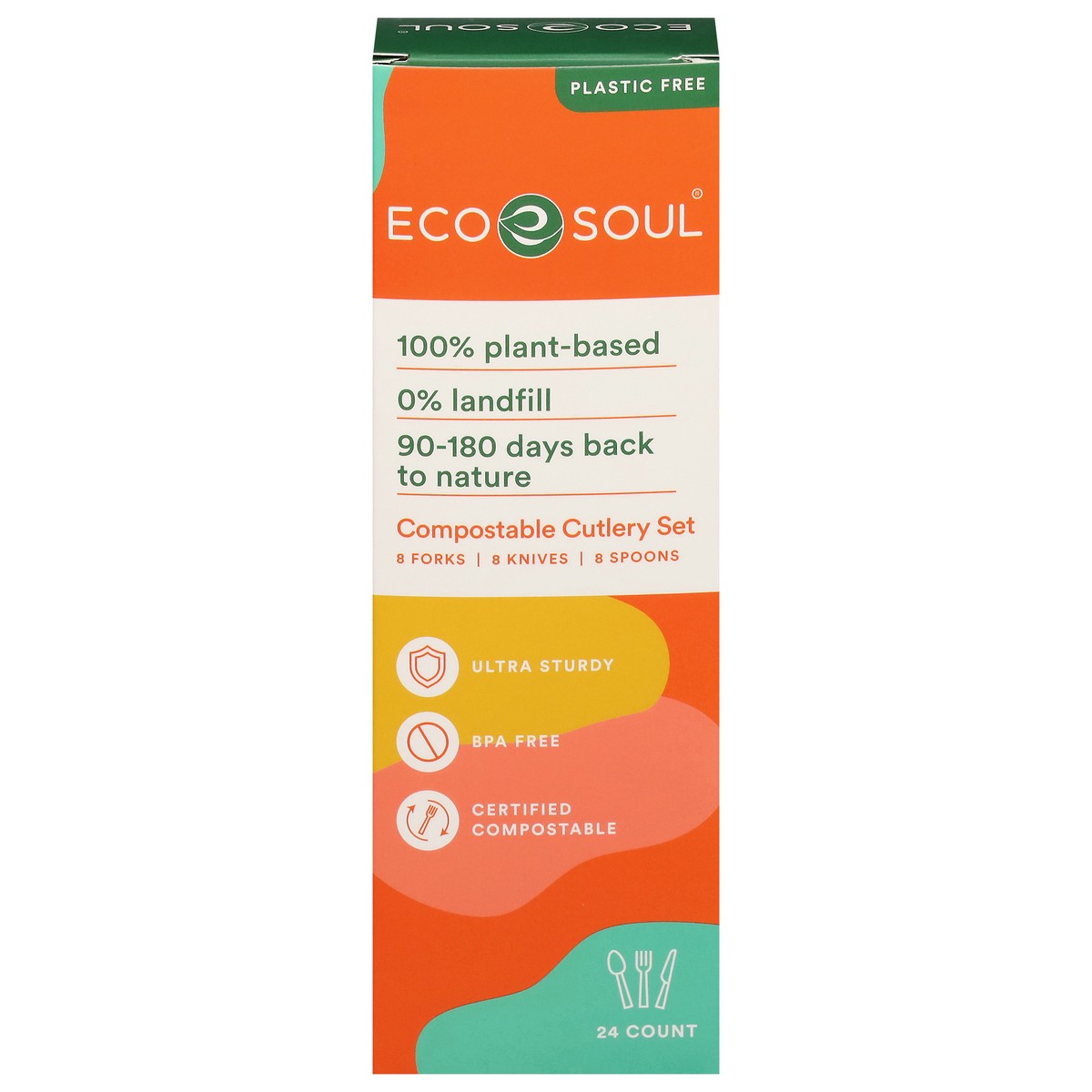 slide 1 of 9, Eco Soul Compostable Cutlery Set 24 ea, 24 ct