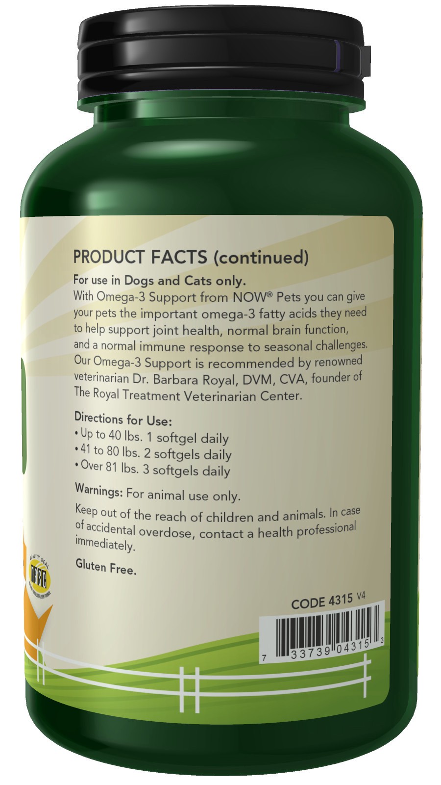 slide 4 of 5, NOW Omega-3 Support - 180 Softgels for Pets, 180 ct