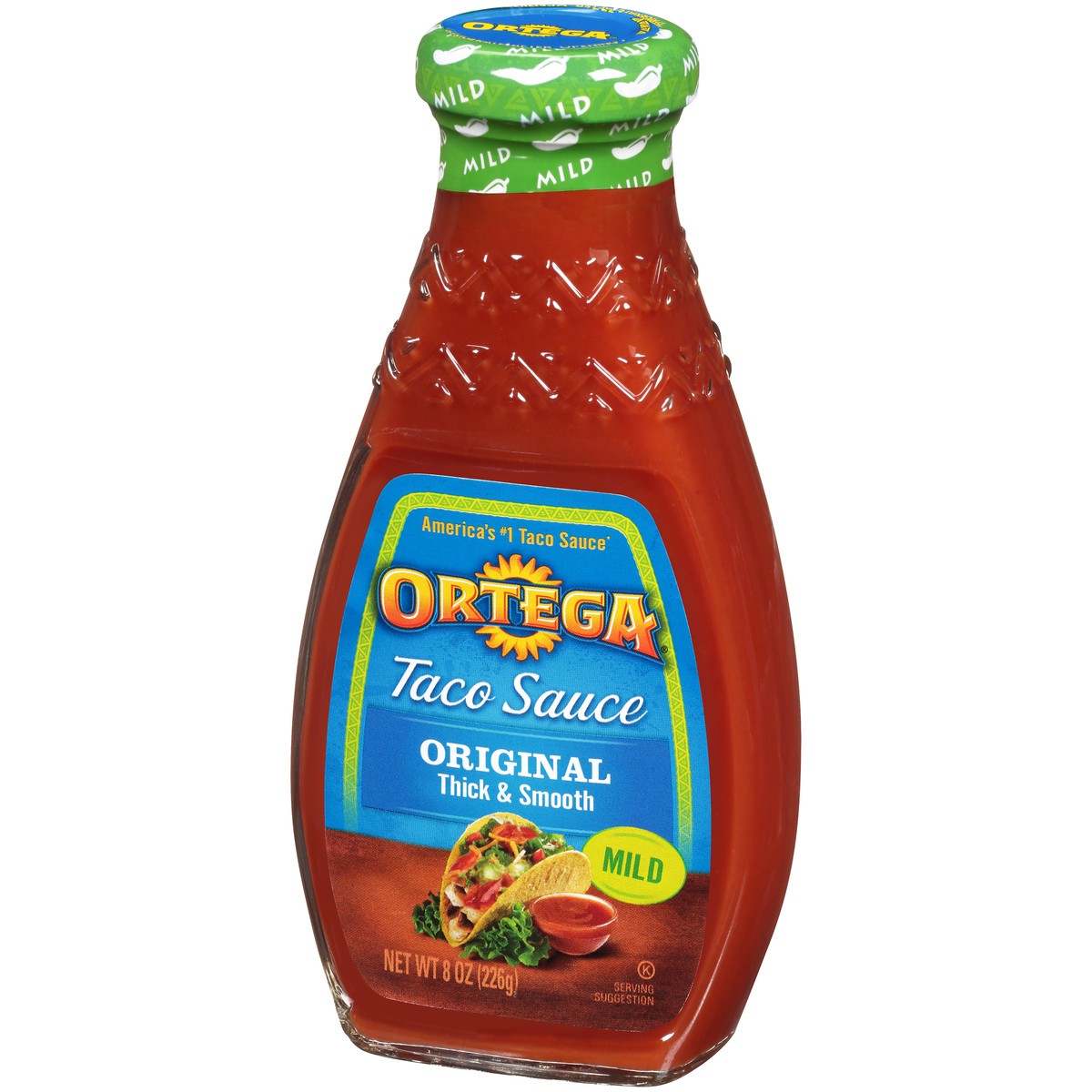 slide 5 of 5, Ortega Original Thick and Smooth Mild Taco Sauce, Kosher, 8 OZ Glass Bottle, 8 oz