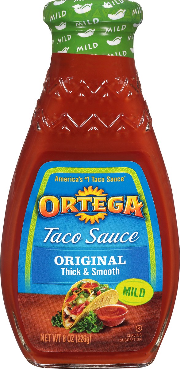 slide 1 of 5, Ortega Original Thick and Smooth Mild Taco Sauce, Kosher, 8 OZ Glass Bottle, 8 oz