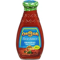 Ortega Original Thick and Smooth Mild Taco Sauce, Kosher, 8 OZ Glass Bottle
