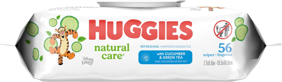 slide 8 of 10, Huggies Natural Care Refreshing Baby Wipes, Scented, 1 Flip-Top Pack (56 Wipes Total), 56 ct