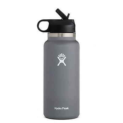 slide 1 of 1, Hydro Flask Wide Mouth Water Bottle With Straw Lid, Stone, 32 oz