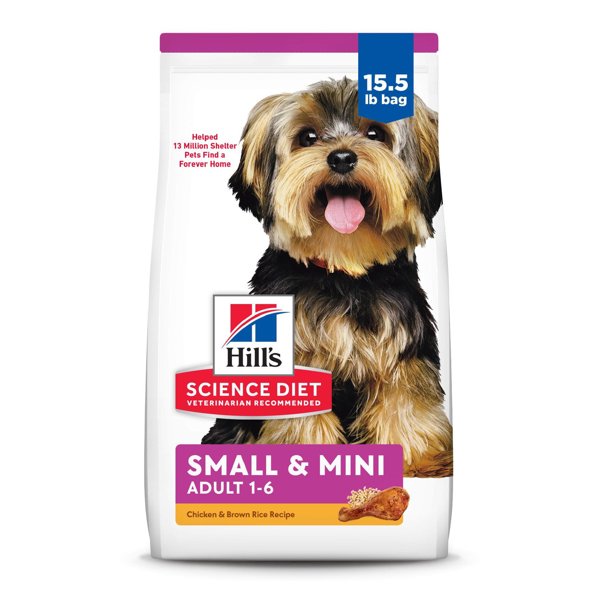 slide 1 of 9, Hill's Adult Small & Mini Chicken & Brown Rice Recipe Dog Food 15.5 lb, 15.5 lb