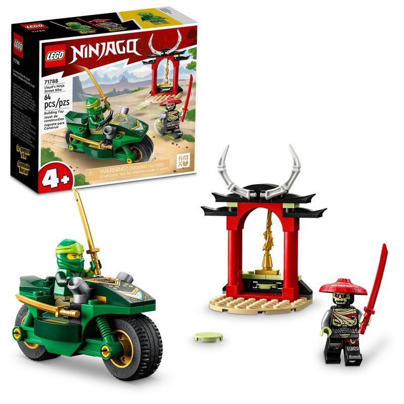 slide 1 of 11, LEGO NINJAGO Lloyd Ninja Street Bike Toy for Kids 4+ 71788, 64 ct