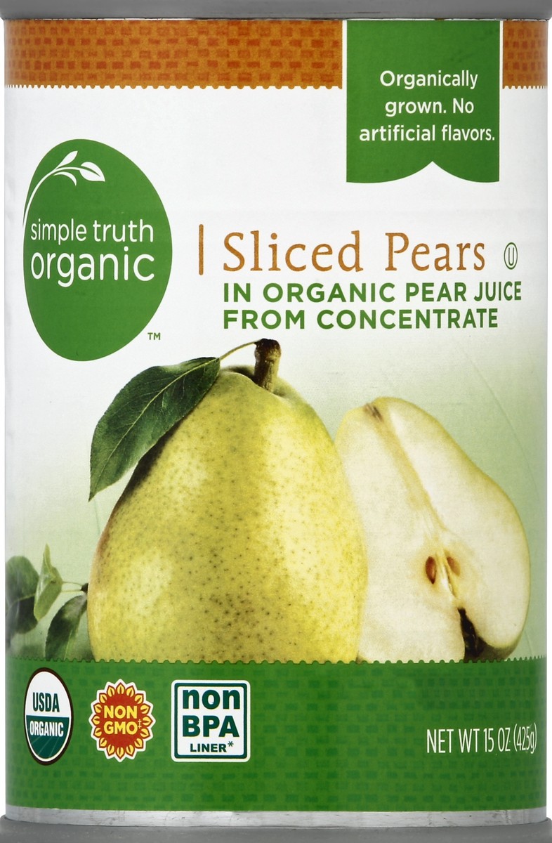 slide 1 of 3, Simple Truth Organic Pears 15 oz, 15 oz