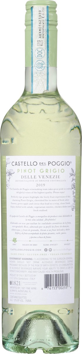 slide 5 of 9, CASTELLO DEL POGGIO Pinot Grigio, 750 ml