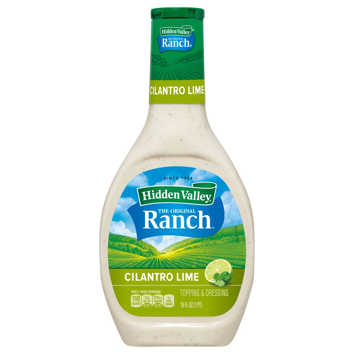 slide 1 of 3, Hidden Valley Cilantro Lime Ranch Salad Dressing & Topping, Gluten Free - 16 Ounce Bottle, 16 fl oz