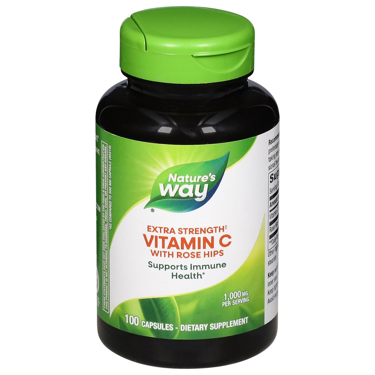 slide 1 of 9, Nature's Way 1000 mg Extra Strength Vitamin C with Rose Hips 100 Capsules, 100 ct