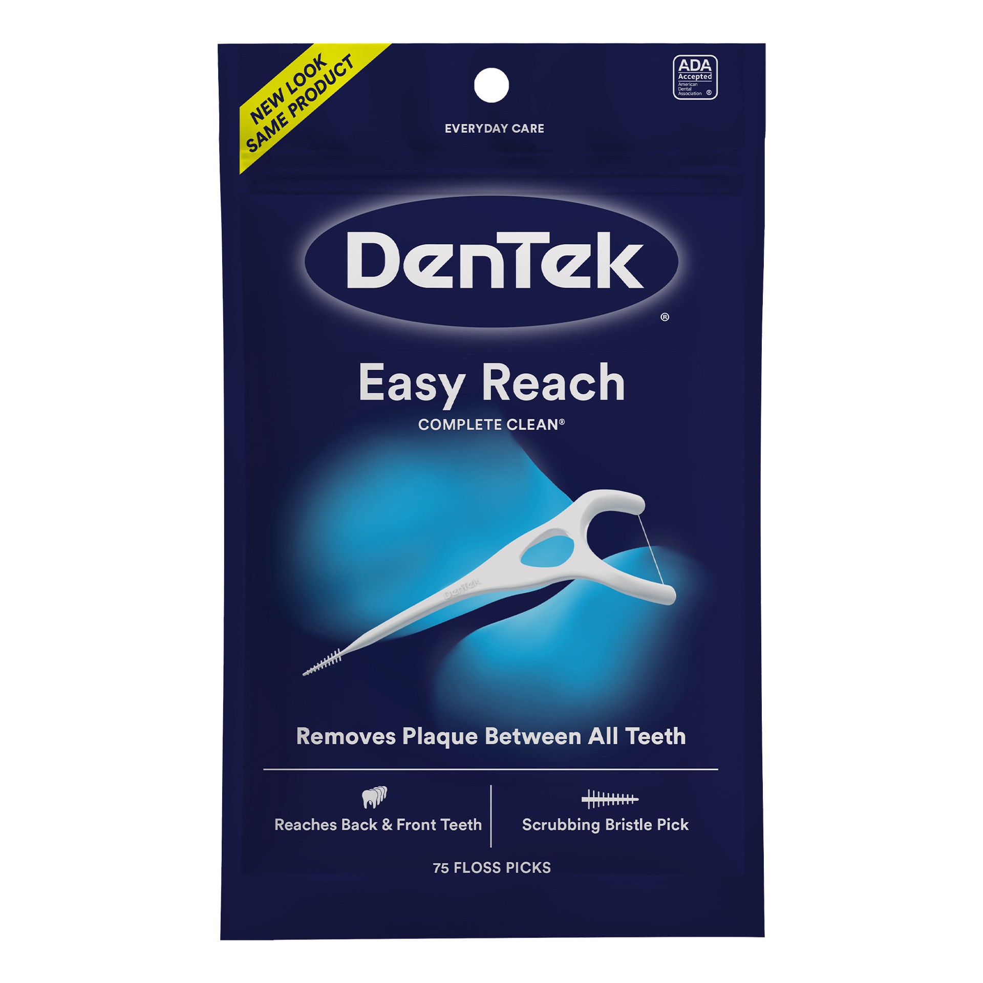 slide 1 of 2, DenTek Complete Clean Easy Reach Floss Picks, No Break & No Shred Floss, 75 Count, 75 ct