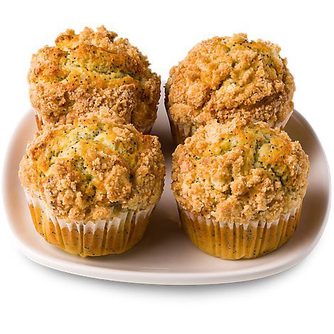 slide 1 of 1, Bakery Muffins Almond Poppyseed 4 Count - Each, 4 ct