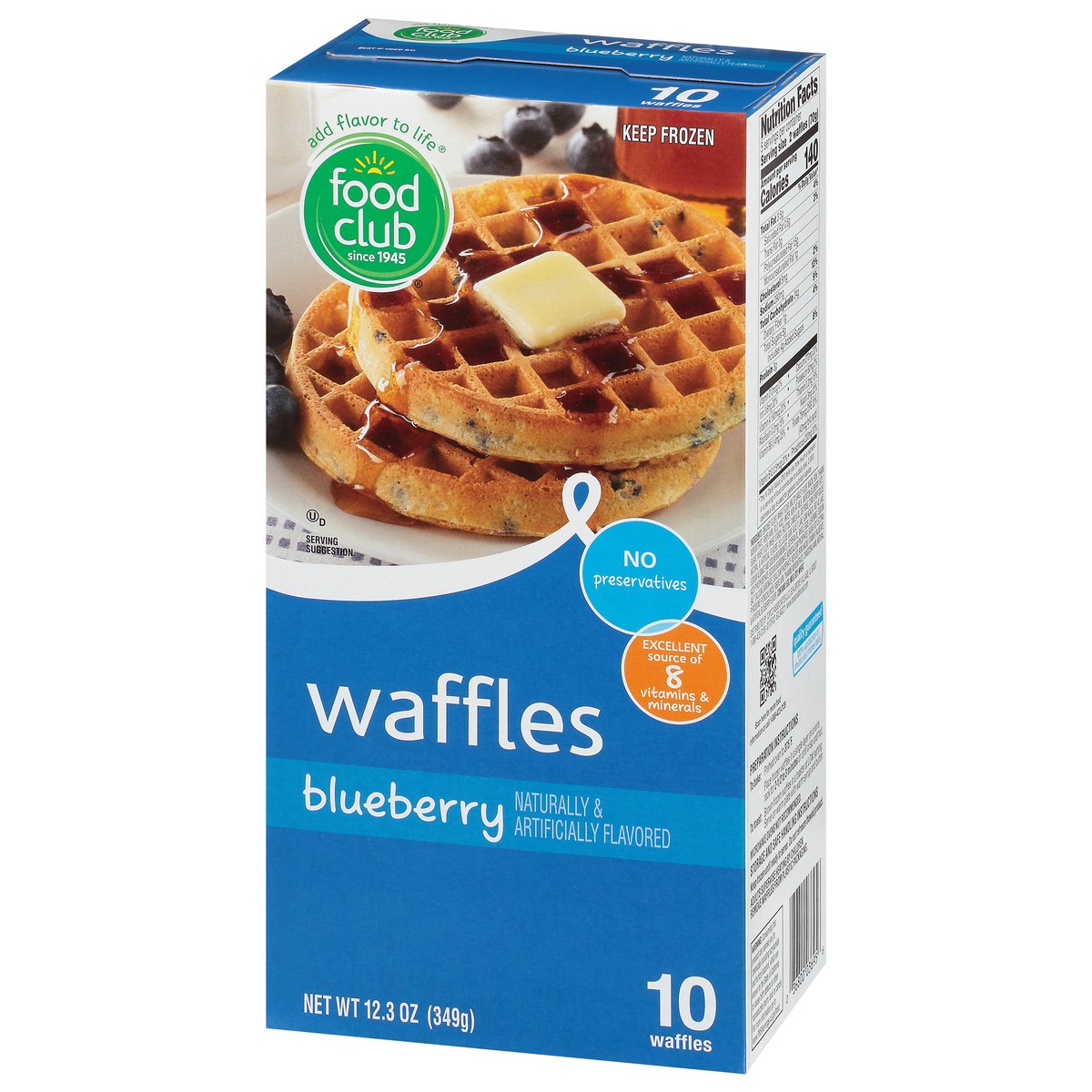 slide 4 of 14, Food Club Blueberry Waffles 10 ea, 10 ct