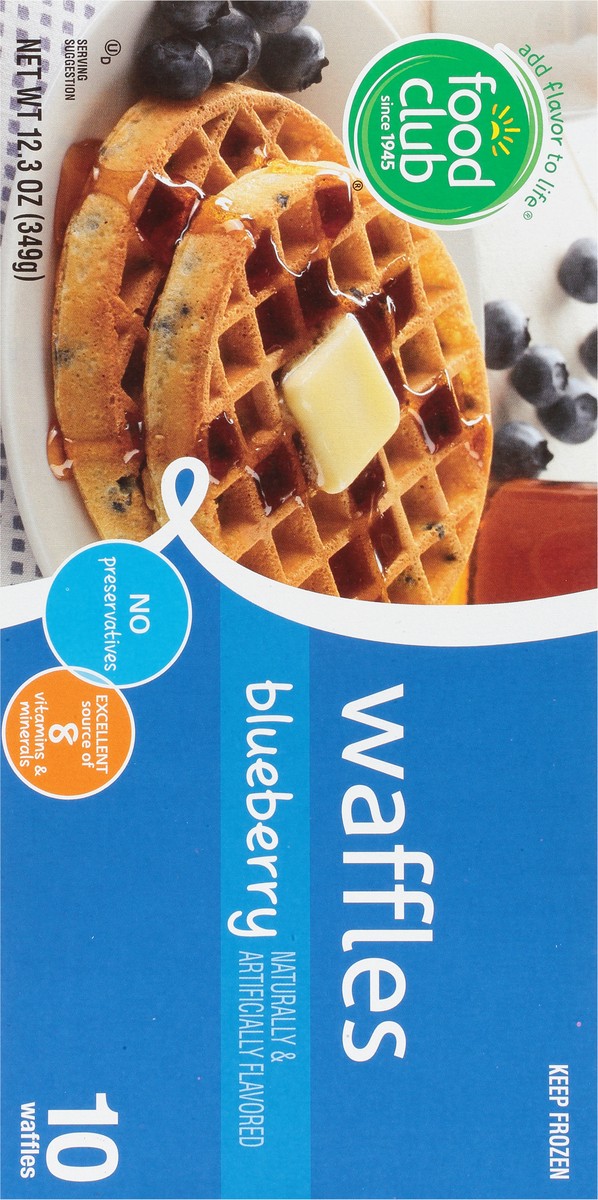 slide 8 of 14, Food Club Blueberry Waffles 10 ea, 10 ct