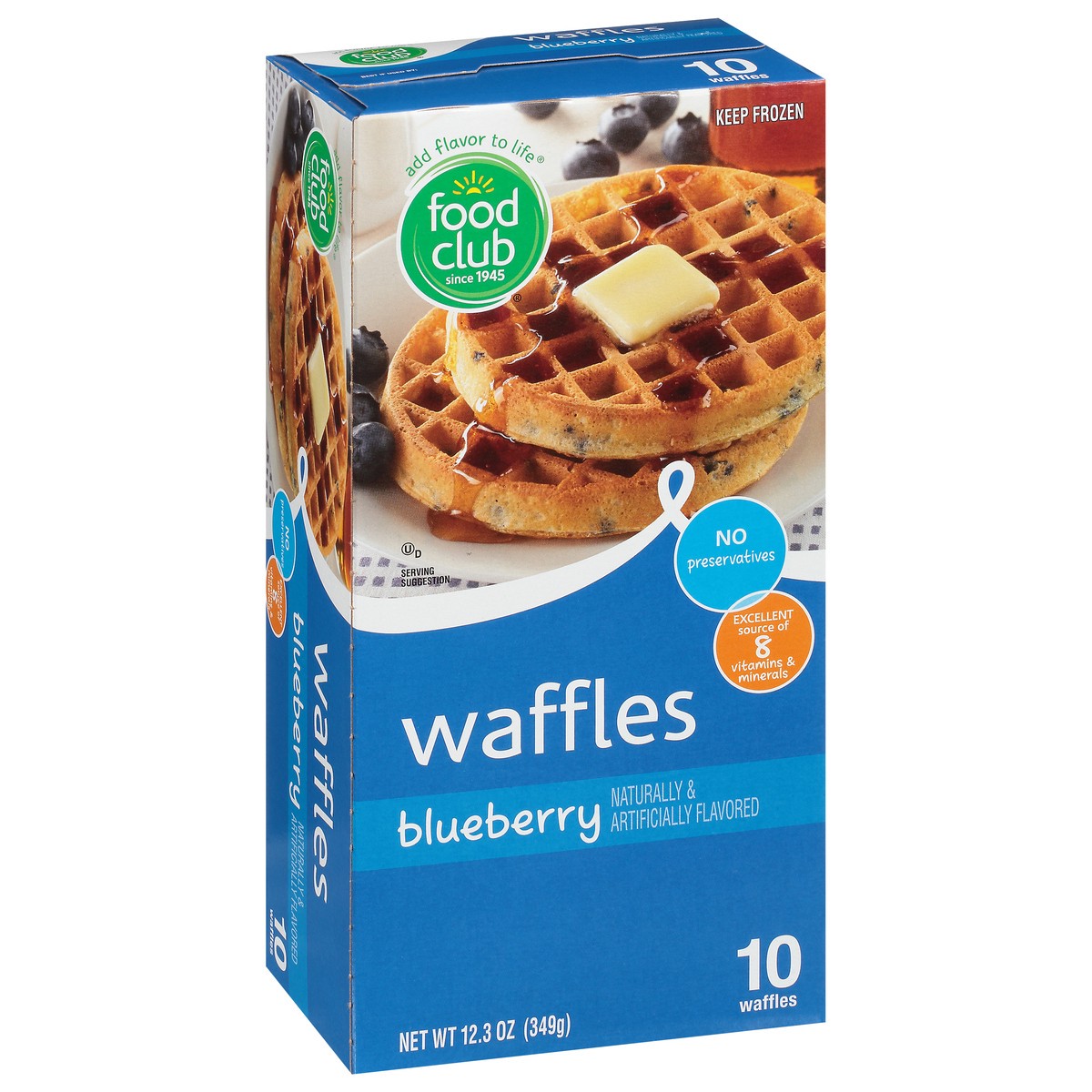 slide 10 of 14, Food Club Blueberry Waffles 10 ea, 10 ct