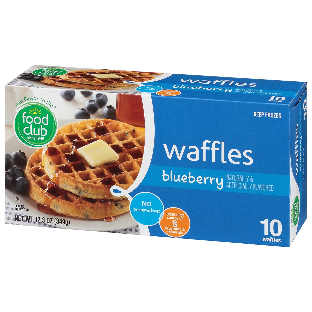 slide 12 of 14, Food Club Blueberry Waffles 10 ea, 10 ct