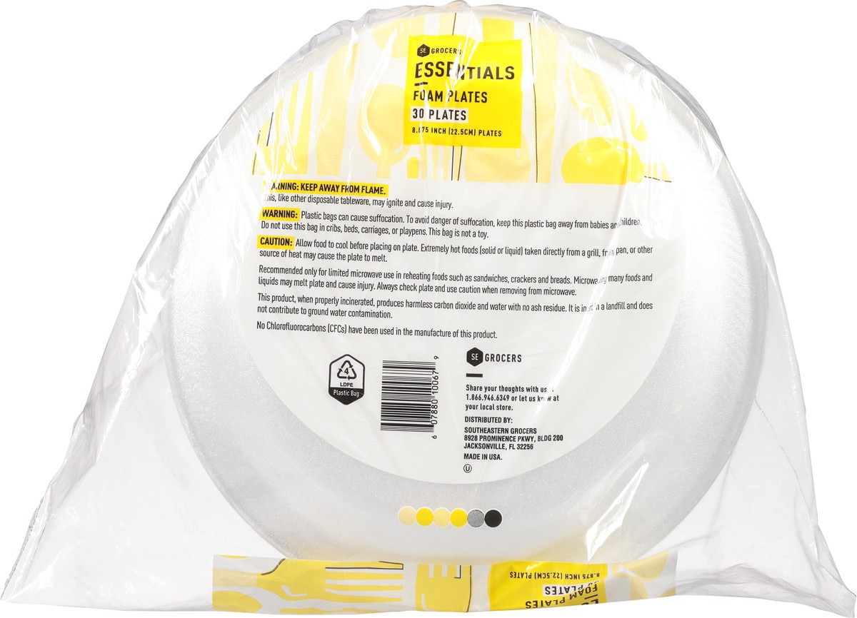 slide 3 of 9, Essentials Foam Plates, 30 ct