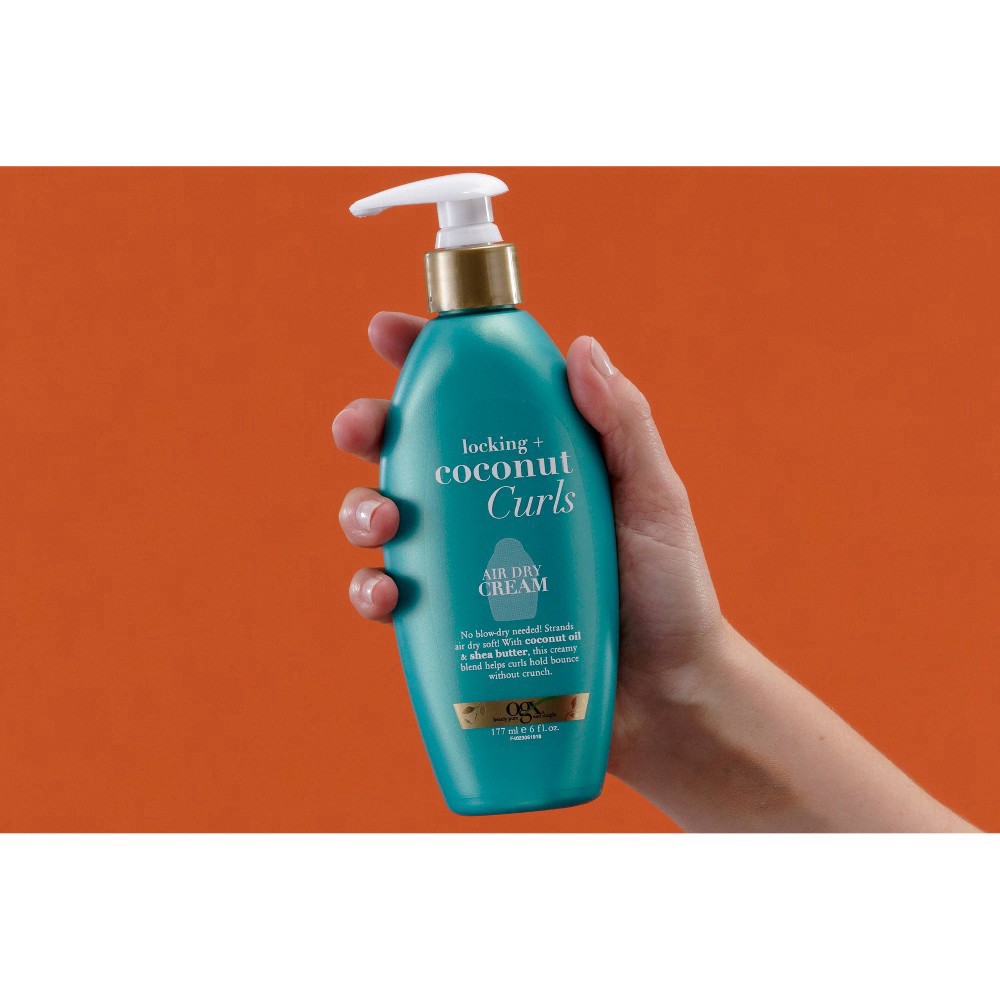 slide 3 of 5, OGX Locking + Coconut Curls Air Dry Cream, 6 fl oz