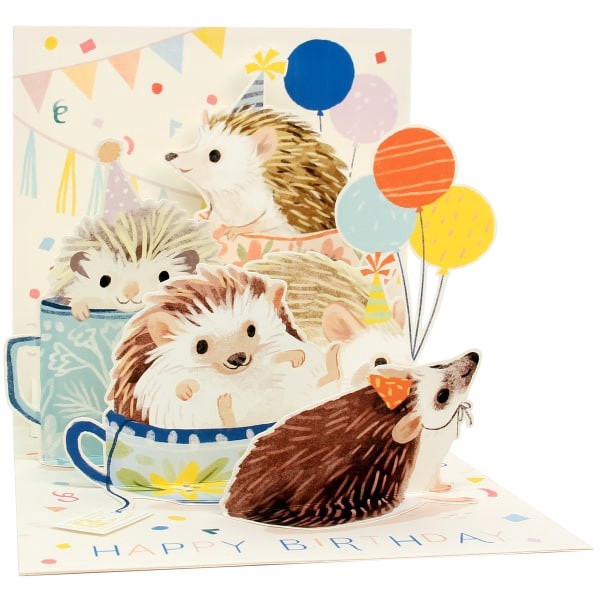 slide 1 of 1, Up With Paper Summer Pop-Up Greeting Card With Envelope, 5-1/4" X 5-1/4", Hedgehog, 1 ct