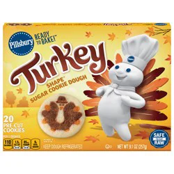 Pillsbury Ready to Bake! Turkey Shape Sugar Cookie Dough, 20 Cookies, 9.1 oz