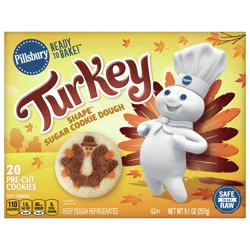 Pillsbury Ready To Bake Turkey Shape Sugar Cookie Dough, 20 Cookies, 9.1 oz.