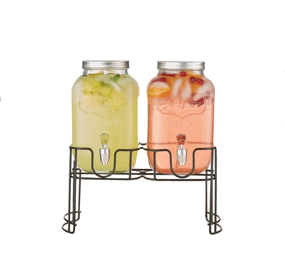 slide 1 of 1, HD Designs Outdoors Double Beverage Dispenser With Stand - Clear/Black, 1 gal