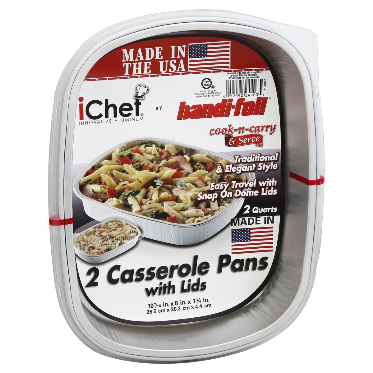 slide 6 of 9, Handi-foil Casserole Pans, with Lids, 2 Quarts, 2 ct