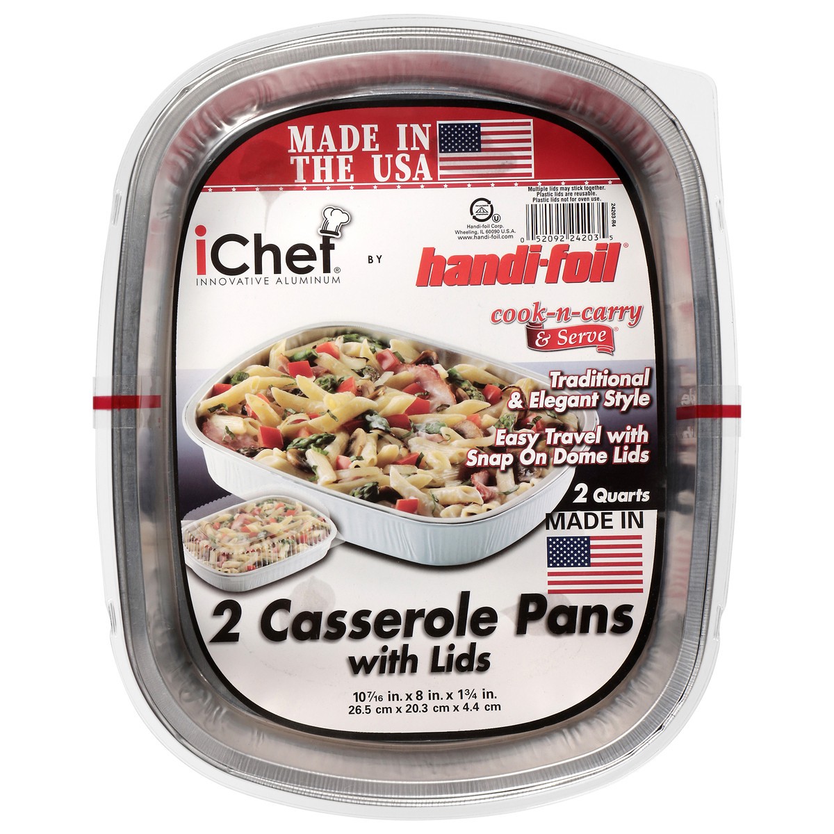 slide 1 of 9, Handi-foil Casserole Pans, with Lids, 2 Quarts, 2 ct