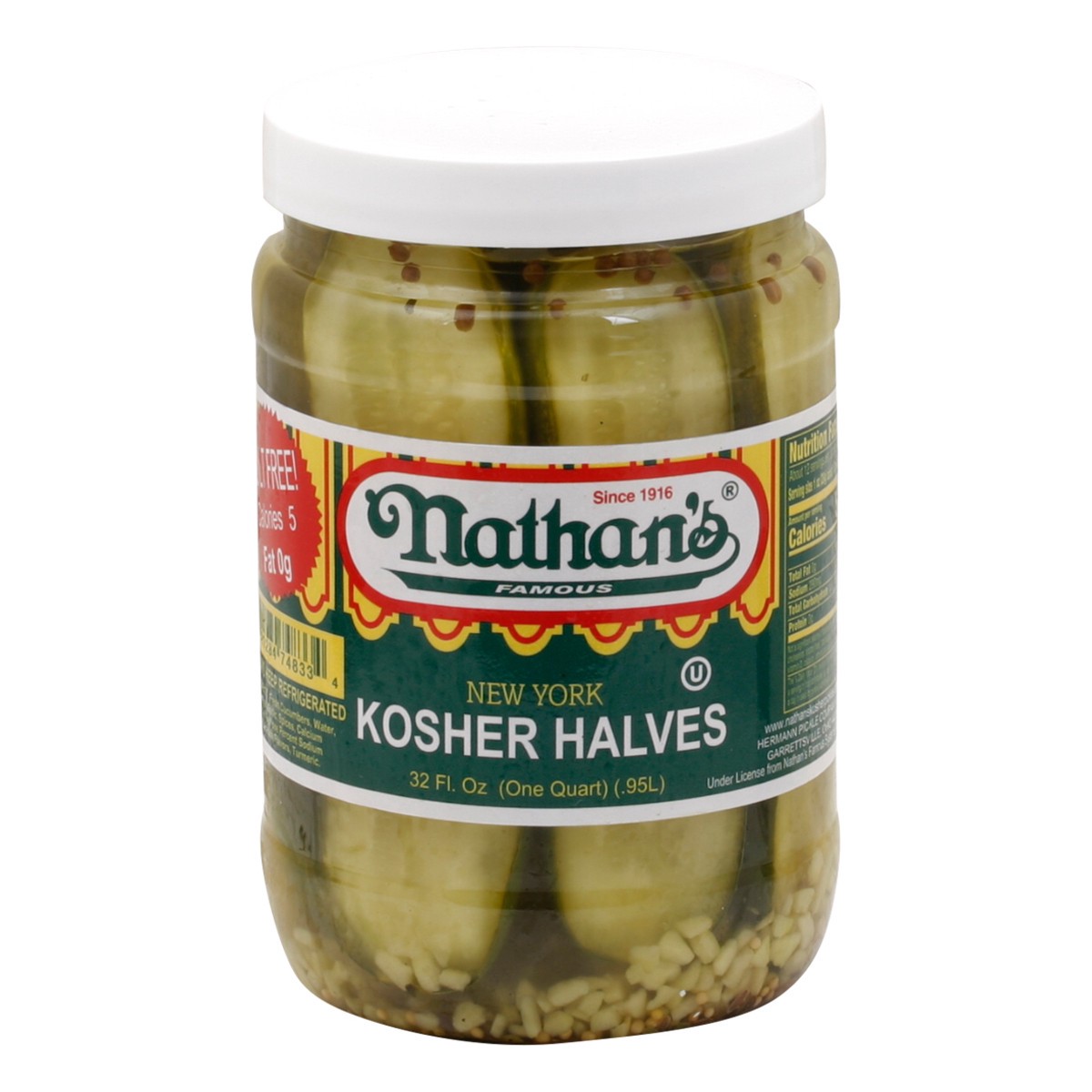 slide 8 of 13, Nathan's Famous New York Kosher Halves 32 fl oz, 32 fl oz