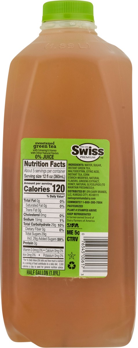 slide 12 of 13, Swiss Premium Sweetened Ginseng & Honey Green Tea - 1/2 gal, 1/2 gal
