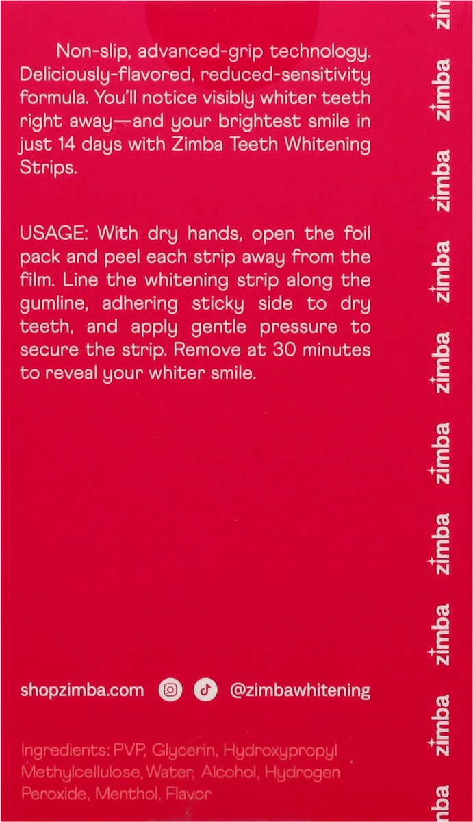 slide 11 of 13, Zimba Strawberry Teeth Whitening Strips, 1 ct