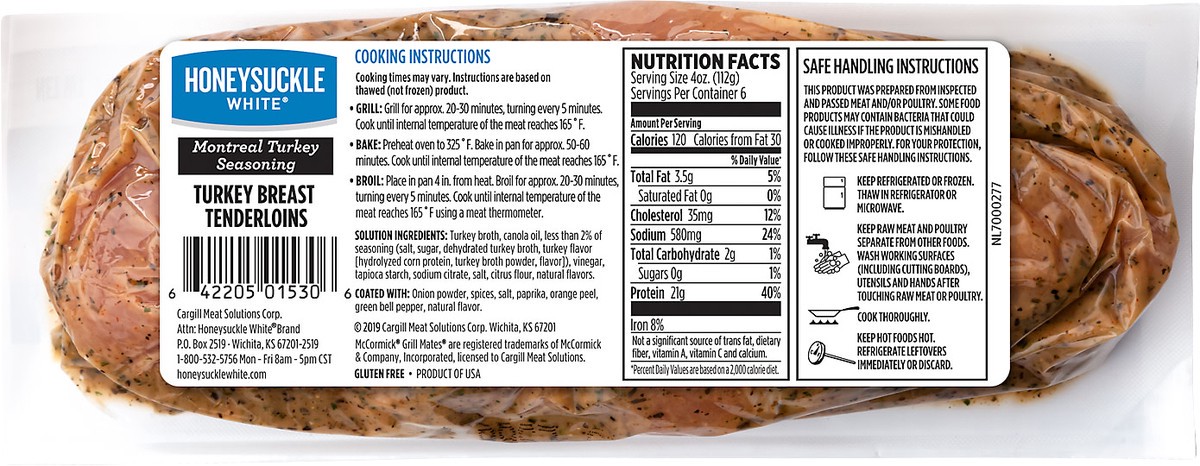slide 4 of 5, Honeysuckle White McCormick Grill Mates Montreal Turkey Seasoning Turkey Breast Tenderloins, 24 oz