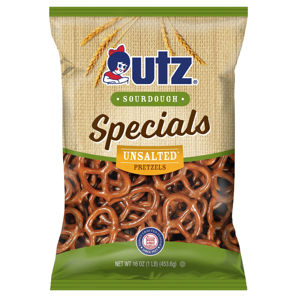 slide 1 of 7, Utz Pretzels Sourdough Specials Unsalted The Pounder - 16 Oz, 16 oz