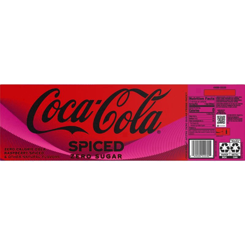 slide 7 of 8, Coca-Cola Zero Sugar Zero Sugar Spiced Fridge Pack Cans - 12 ct; 12 fl oz, 12 ct; 12 fl oz