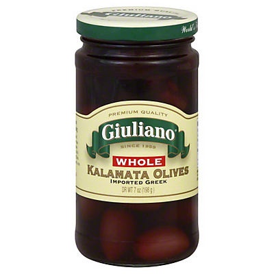 slide 1 of 1, Giuliano Whole Kalamata Olives, 7 oz