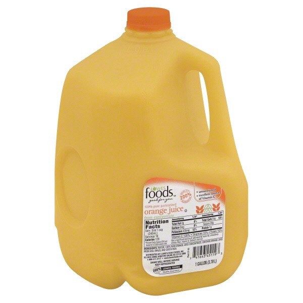 slide 1 of 1, Lowes Foods Orange Juice Gallon - 128 oz, 128 oz